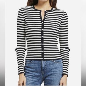 THEORY STRIPE RIB CARDI